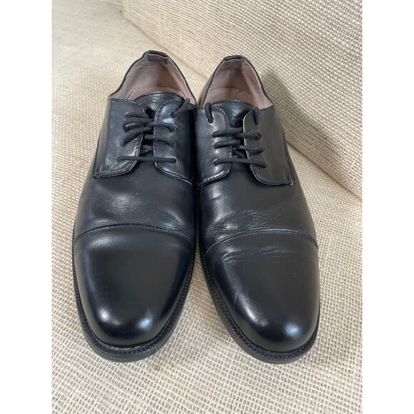GH Bass & Co Cleaver Leather Oxfords‎ Dress Shoes Men's Size 9 M Black Cap Toe - Picture 2 of 8